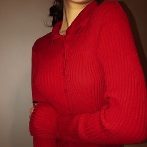 Red Peter Pan sweater.